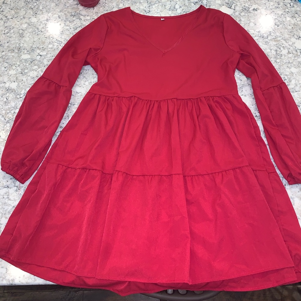 Red flowery dress